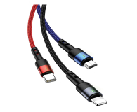 USAMS Kabel pleciony 3w1 0,35m 2A (lightning/microUSB/USB-C) - 1569027 - zdjęcie 3